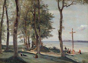 Honfleur: Calvarie, ca. 1830 door Jean Baptiste Camille Corot