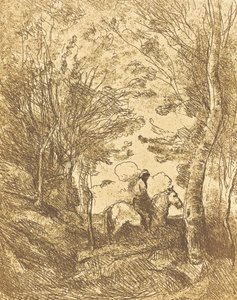 Ruiter in het bos, grote plaat Le Grand Cavalier sous bois, ca. 1854
