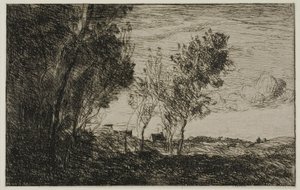 In de Duinen: Souvenir van de Bossen van Den Haag door Jean Baptiste Camille Corot