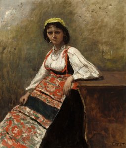 Italiaanse Vrouw (La Morieri) door Jean Baptiste Camille Corot
