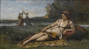 Jonge vrouwen uit Sparta (Jeunes filles de Sparte) door Jean Baptiste Camille Corot