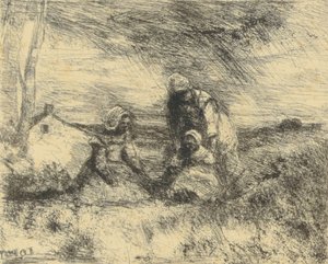 De kleine zus door Jean Baptiste Camille Corot