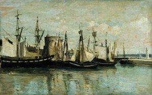 La Rochelle, ingang naar droogdok door Jean Baptiste Camille Corot
