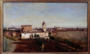La Trinite des Monts gezien vanaf Villa Medicis door Jean Baptiste Camille Corot