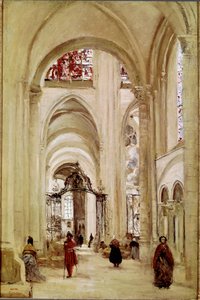 De kathedraal van Sens. Schilderij door Jean Baptiste Camille Corot (1796-1875) 1874. Dim. 61x40 cm. Parijs, Musée du Louvre
