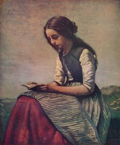 La petite Liseuse ou Jeune bergère assise et lisant, ca. 1855 door Jean Baptiste Camille Corot