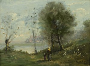 Landschap door Jean Baptiste Camille Corot
