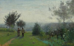 Lente dageraad door Jean Baptiste Camille Corot