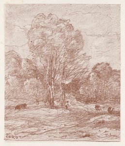 De koeienweide door Jean Baptiste Camille Corot