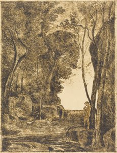 Kleine Herder, 1e Plaat (Le Petit Berger) door Jean Baptiste Camille Corot