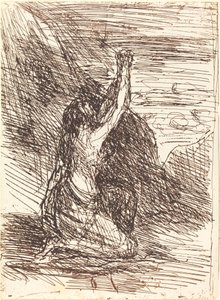 Maria Magdalena knielend (Madeleine a genoux) door Jean Baptiste Camille Corot