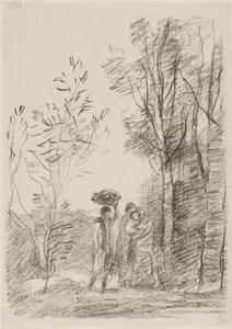 Ontmoeting in het bos door Jean Baptiste Camille Corot