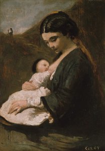 Moeder en Kind, waarschijnlijk 1860s door Jean Baptiste Camille Corot