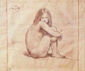 Naakt meisje zittend, tekening door Jean-Baptiste-Camille Corot (1796-1875) door Jean Baptiste Camille Corot