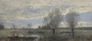 Palluel, roeier in de moerassen door Jean Baptiste Camille Corot