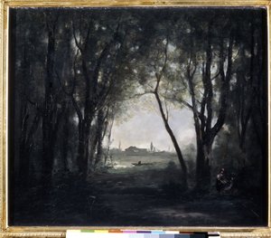 Landschap met een meer door Jean Baptiste Camille Corot
