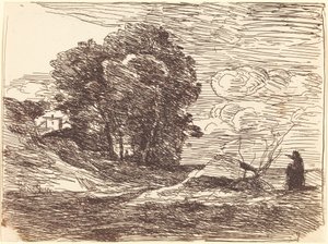 Woning van de dichter door Jean Baptiste Camille Corot
