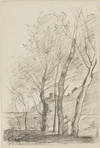Lezen Onder de Bomen door Jean Baptiste Camille Corot