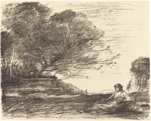 Sappho, 1871 door Jean Baptiste Camille Corot