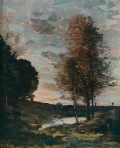Zonsondergang, ca. 1910 door Jean Baptiste Camille Corot
