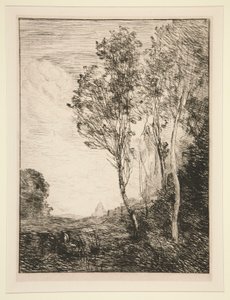 Souvenir d door Jean Baptiste Camille Corot