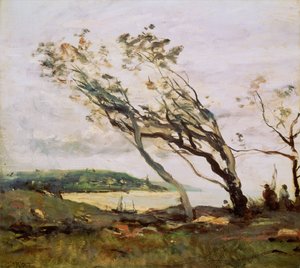 Stormachtige dag op het Kanaal door Jean Baptiste Camille Corot