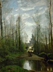 De kerk van Marissel, nabij Beauvais door Jean Baptiste Camille Corot