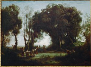 De dans van de nimfen ... door Jean Baptiste Camille Corot