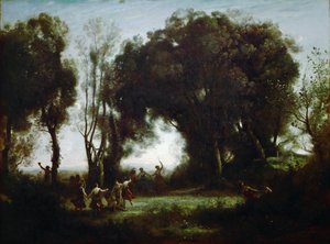 De dans van de nimfen door Jean Baptiste Camille Corot