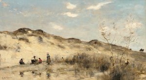 De duinen van Duinkerken door Jean Baptiste Camille Corot