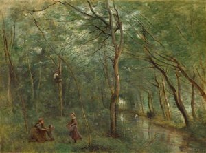 De palingvangers door Jean Baptiste Camille Corot