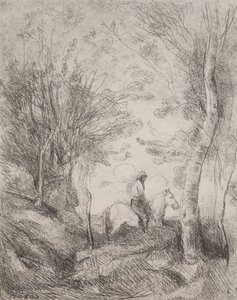 De grote cavalerist in het bos, originele indruk 1854, gedrukt in 1921