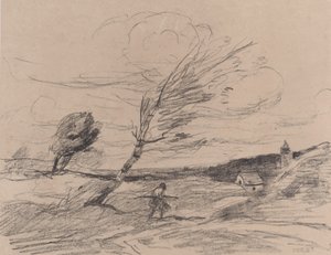 De windvlaag, 1871 door Jean Baptiste Camille Corot