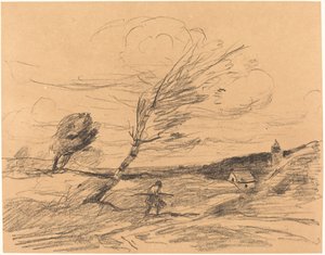 De Windvlaag, 1871 door Jean Baptiste Camille Corot