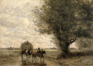 De Hooikar, c. 1860 door Jean Baptiste Camille Corot