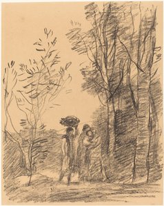 De Ontmoeting in het Bos door Jean Baptiste Camille Corot