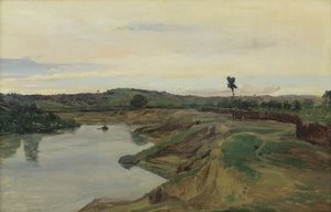 De Promenade du Poussin of, Romeinse Campagna, ca. 1826-28 door Jean Baptiste Camille Corot