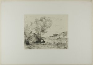 De ruiter in het riet door Jean Baptiste Camille Corot