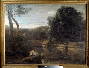 Het bad van de herder door Jean Baptiste Camille Corot