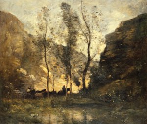 De Smokkelaars, ca. 1871-72 door Jean Baptiste Camille Corot