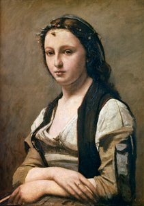 De vrouw met de parel, c1842 door Jean Baptiste Camille Corot