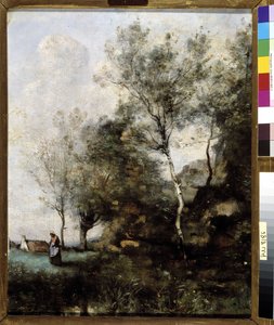 De berk door Jean Baptiste Camille Corot