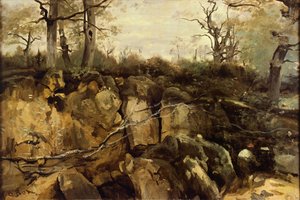 De rand van het Fontainebleau-bos door Jean Baptiste Camille Corot