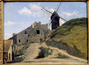 De molen van de galette in Montmartre. Schilderij door Camille Corot (1796-1875)