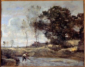 Het net ophalen door Jean Baptiste Camille Corot