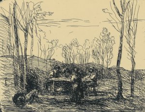 Un Déjeuner Dans La Clairière door Jean Baptiste Camille Corot