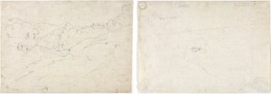 Uitzicht op Marino (recto); Schets voor een landschap (verso) door Jean Baptiste Camille Corot