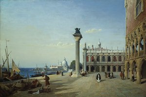 Uitzicht op Venetië: De Piazzetta gezien vanaf de Riva degli Schiavoni