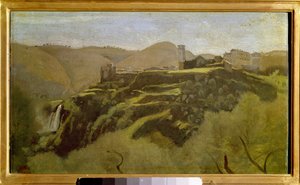 Zicht op de cascatelles bij Tivoli door Jean Baptiste Camille Corot