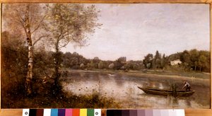 Uitzicht op de vijver van de stad Avray